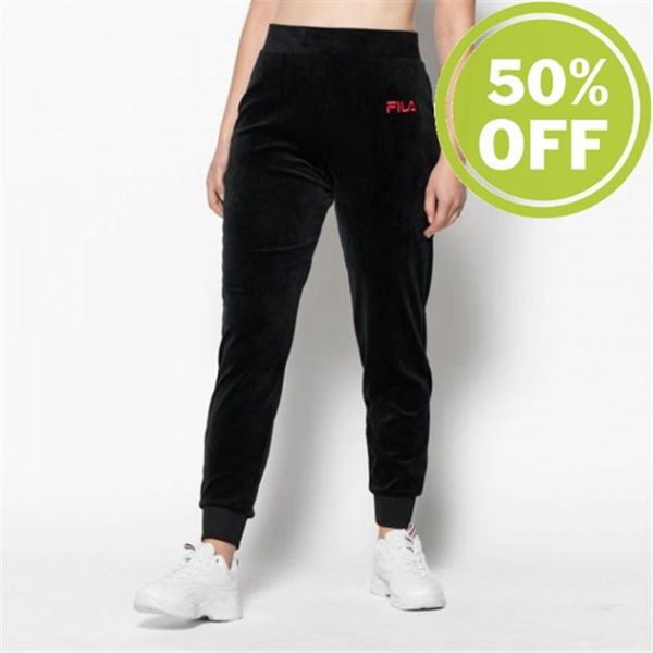 Pantalones De Chándal Fila Mujer Negras - Sara Velour Jogger Fluffy - España 208916RSW